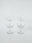 Lot De 4 Coupes À Champagne En Cristal Facetté - 1930 - 10 X 9.5 Cm