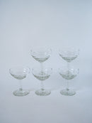 Ensemble De 5 Coupes À Champagne En Verre Moulé - 1950