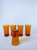 Lot De 5 Verres À Eau / Cocktails Long Drink En Verre Ambré Duralex - 1970