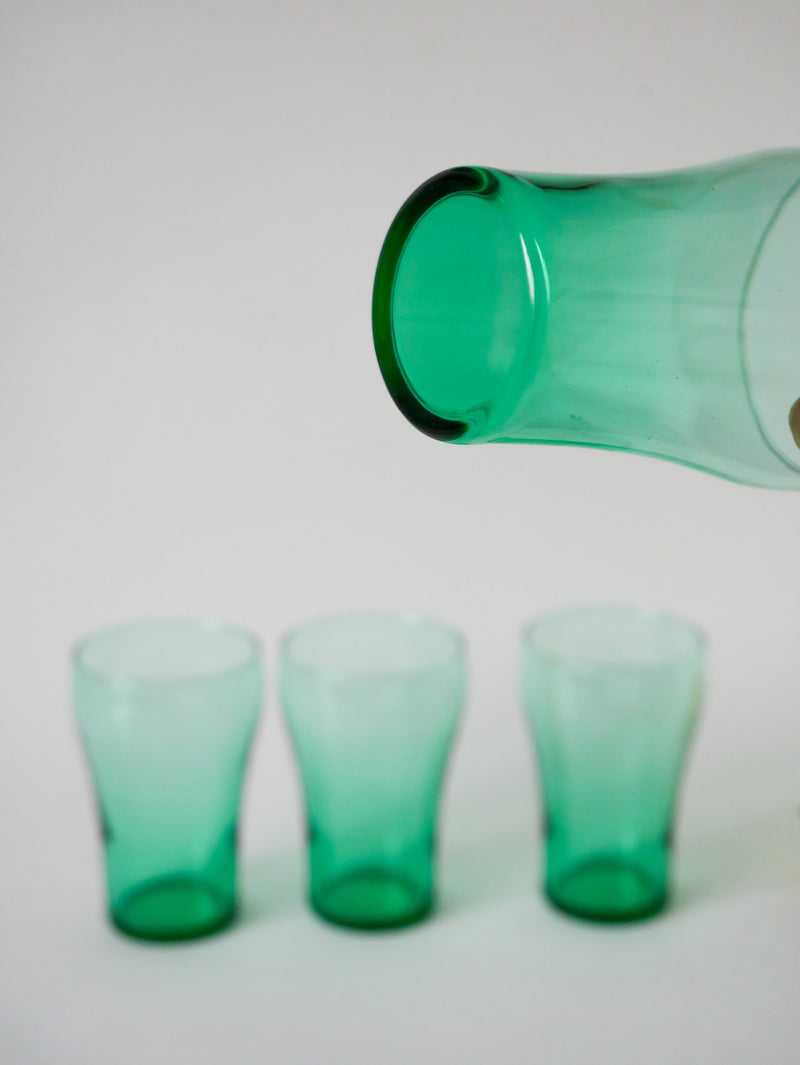 Lot De 4 Verres En Verre Vert - 1970