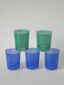 Ensemble De 5 Verres À Eau Vert Et Bleus - 1970