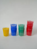 Ensemble De 8 Verres À Eau - Rouge - Vert - Jaune Et Bleu - 1970