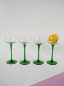 Lot De 4 Verres À Vin Blanc En Verre Vert - 1970