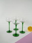 Lot De 4 Verres À Vin Blanc En Verre Vert - 1970