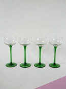 Lot De 4 Verres À Vin Blanc En Verre Vert - 1970