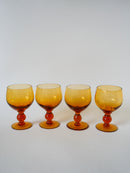 Lot De 4 Verres Bullés En Verre Ambré - Design - 1960