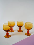 Lot De 4 Verres Bullés En Verre Ambré - Design - 1960