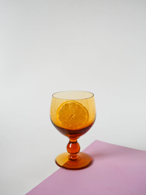 Lot De 4 Verres Bullés En Verre Ambré - Design - 1960