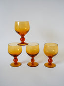 Lot De 4 Verres Bullés En Verre Ambré - Design - 1960