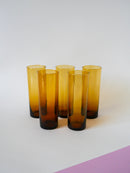 Lot De 5 Verres Ambrés Long Drink - 1970