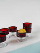 Lot De 6 Coupes À Champagne En Verre Bordeaux - Design - 1970