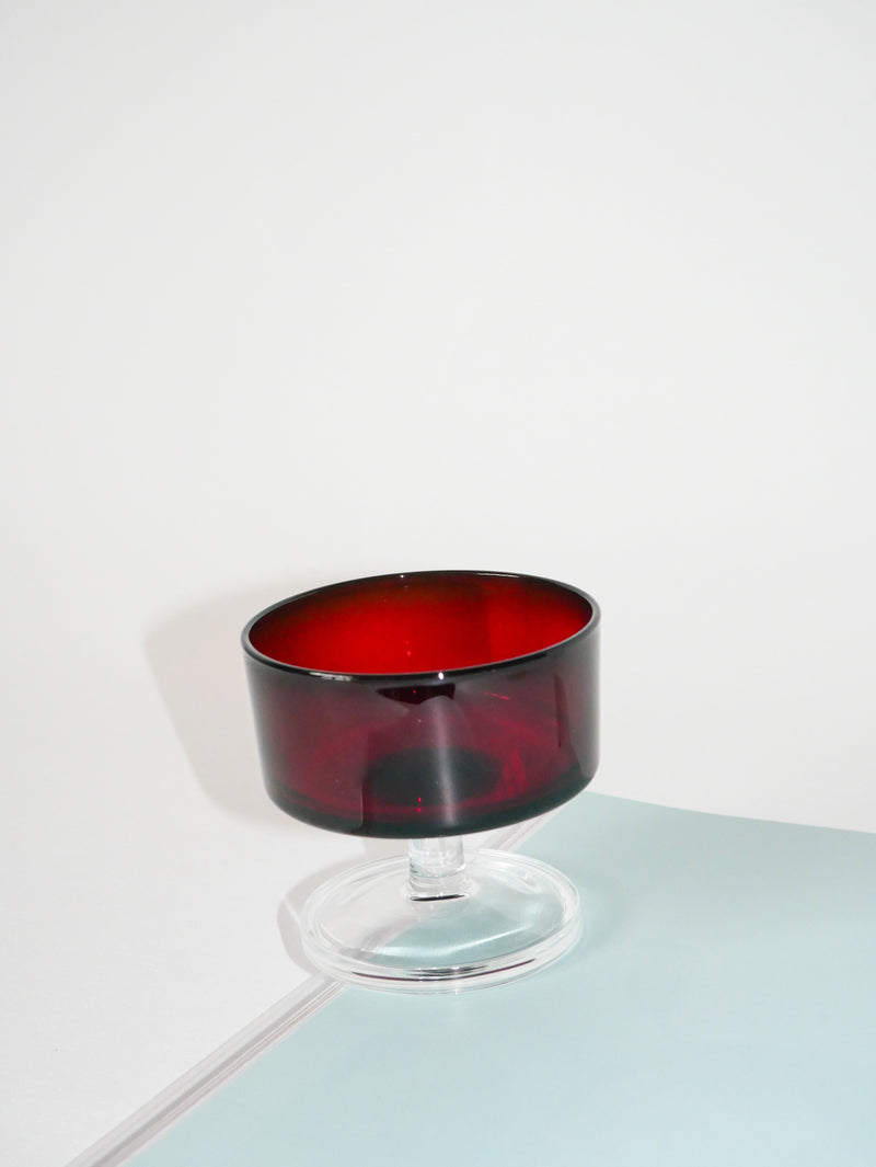 Lot De 6 Coupes À Champagne En Verre Bordeaux - Design - 1970