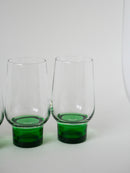 Lot De 5 Verres Long Drink Design À Pieds Vert - 1970