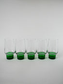 Lot De 5 Verres Long Drink Design À Pieds Vert - 1970