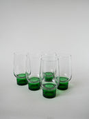 Lot De 5 Verres Long Drink Design À Pieds Vert - 1970