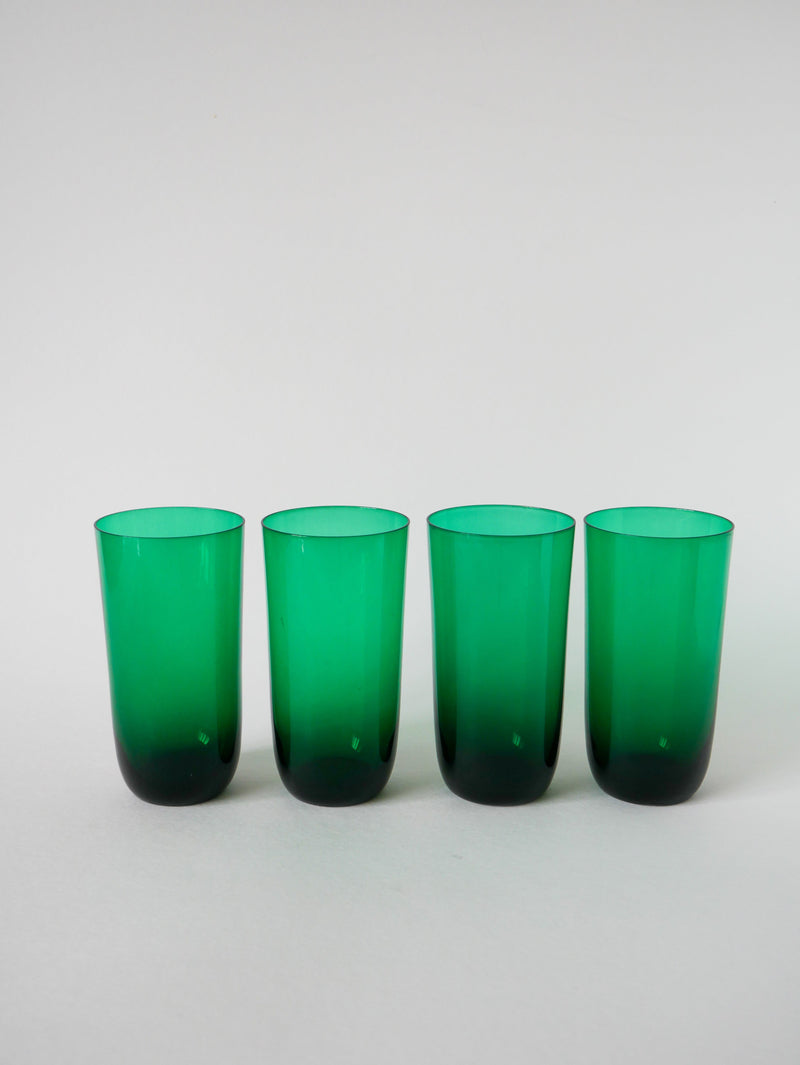 Lot De 4 Verres À Eau En Verre Vert - Design - 1970