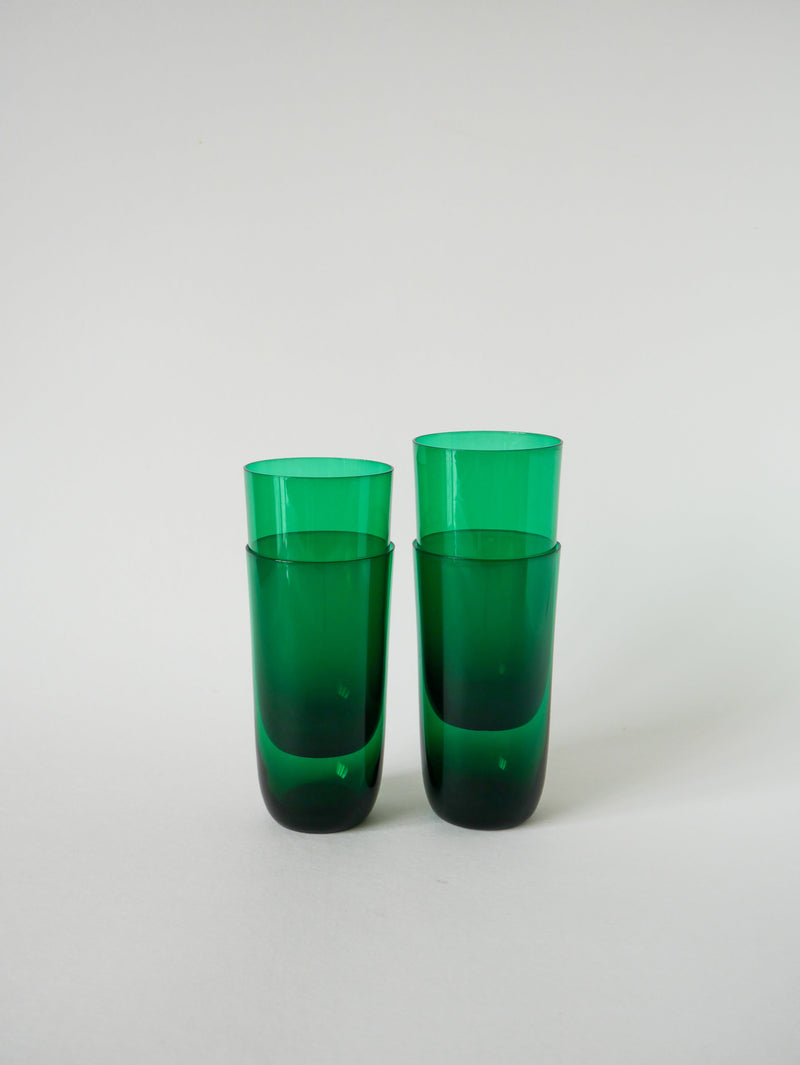 Lot De 4 Verres À Eau En Verre Vert - Design - 1970