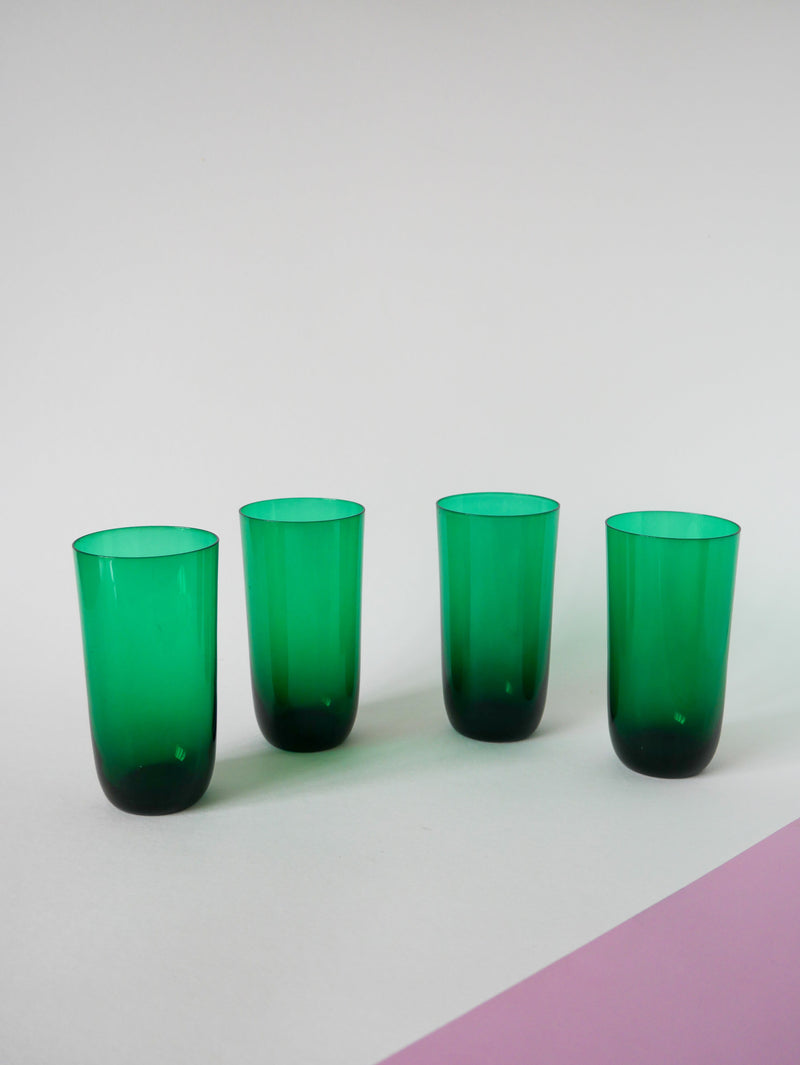 Lot De 4 Verres À Eau En Verre Vert - Design - 1970