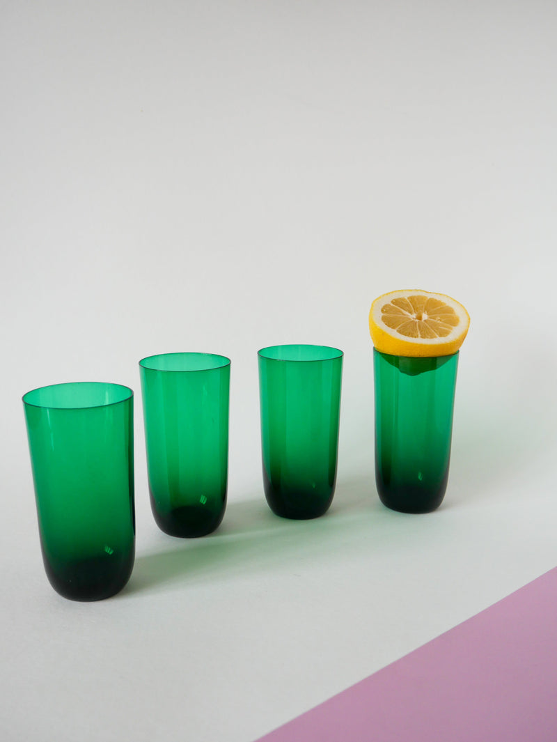 Lot De 4 Verres À Eau En Verre Vert - Design - 1970