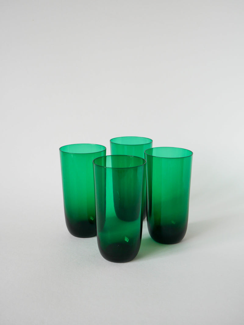 Lot De 4 Verres À Eau En Verre Vert - Design - 1970