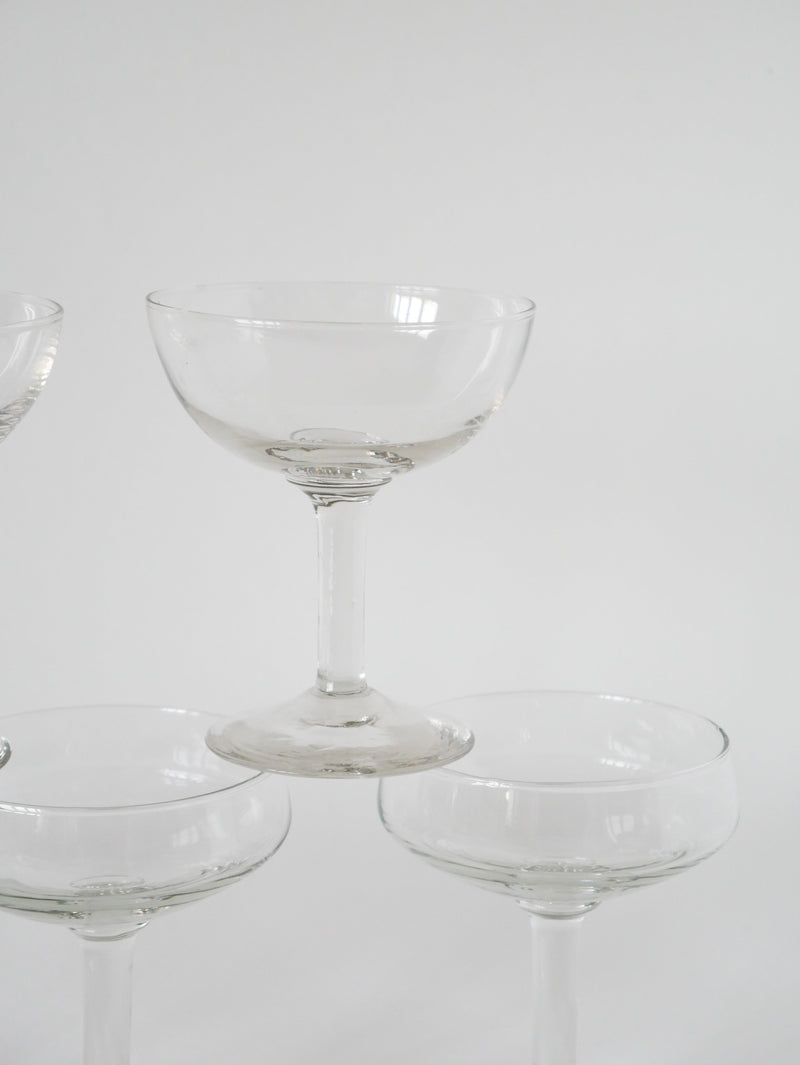 Lot De 5 Coupes À Champagne En Verre Soufflé - Début Xxème