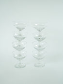 Lot De 8 Coupes À Champagne Gravées - Motifs Fleurs - 1960