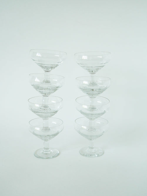 Lot De 8 Coupes À Champagne Gravées - Motifs Fleurs - 1960