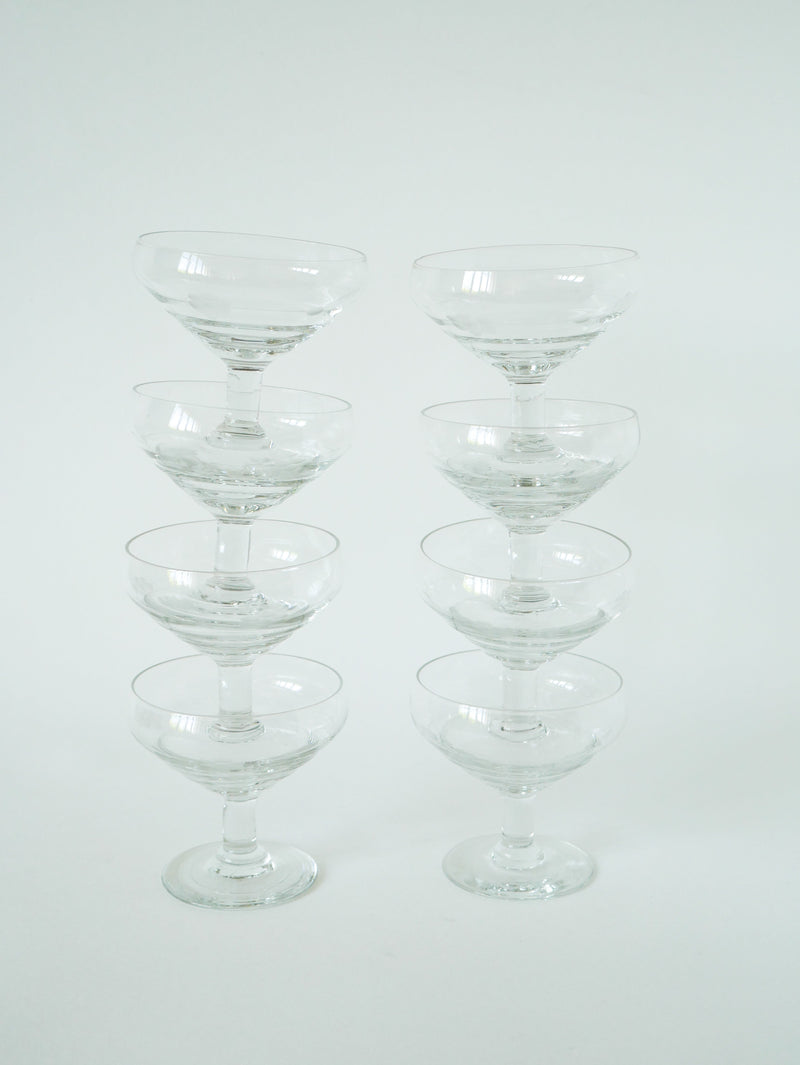 Lot De 8 Coupes À Champagne Gravées - Motifs Fleurs - 1960