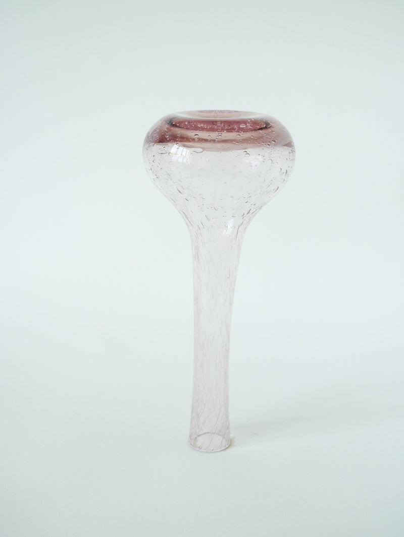 Grand Vase En Verre Bullé Rose - Dans Le Goût De Biot - Signé - 1970