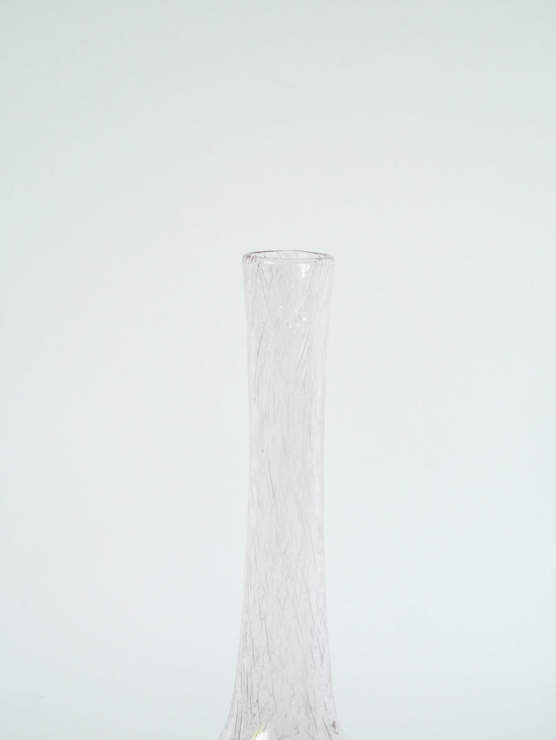 Grand Vase En Verre Bullé Rose - Dans Le Goût De Biot - Signé - 1970