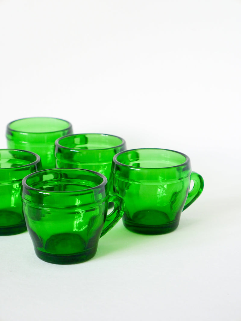 Lot De 6 Tasses À Café En Verre Vert - Design - 1970