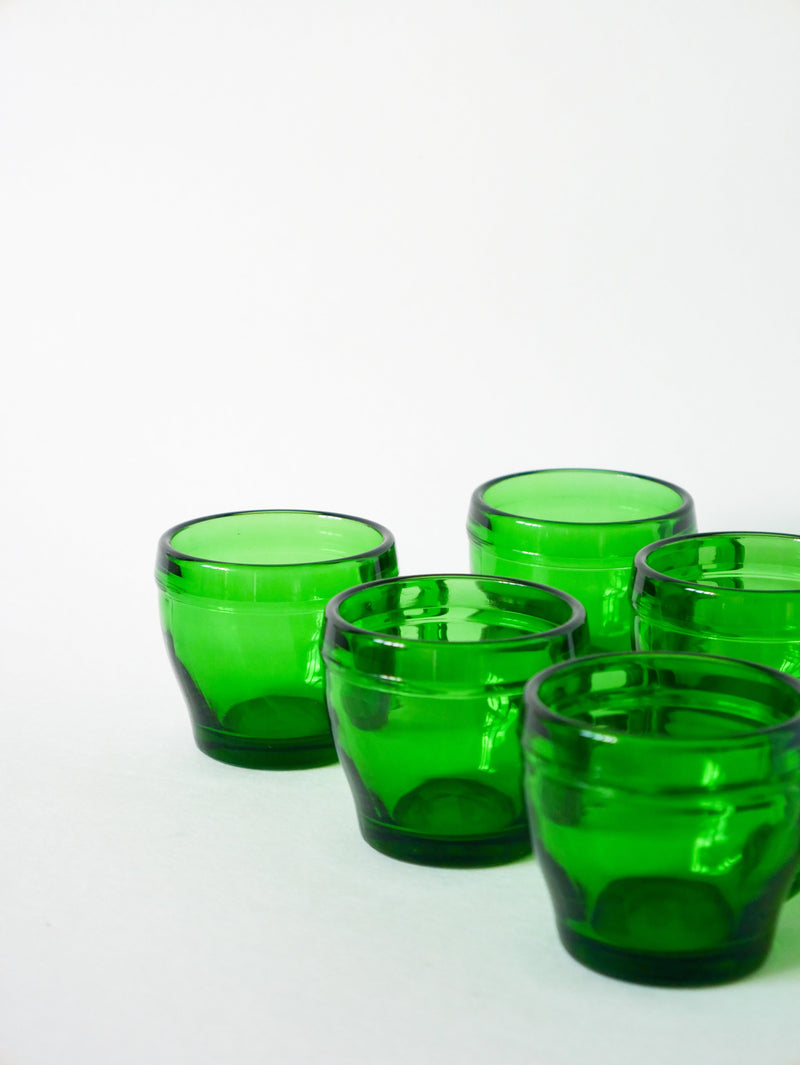 Lot De 6 Tasses À Café En Verre Vert - Design - 1970