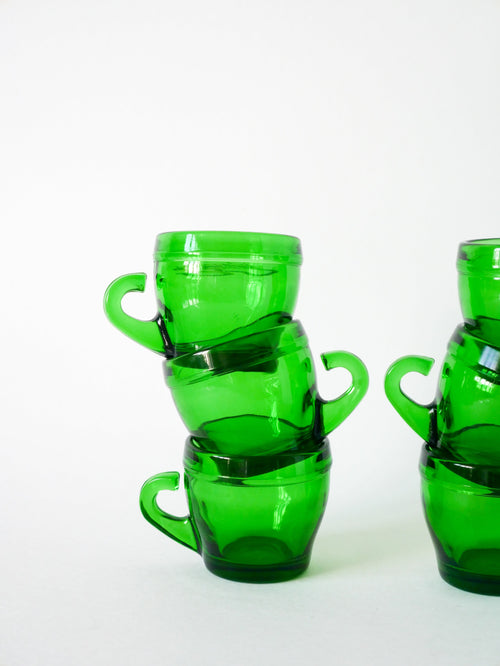 Lot De 6 Tasses À Café En Verre Vert - Design - 1970