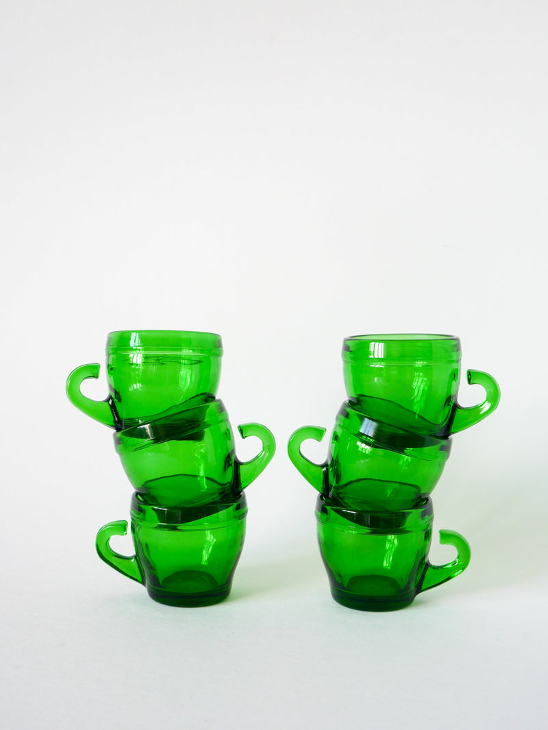 Lot De 6 Tasses À Café En Verre Vert - Design - 1970