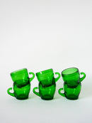 Lot De 6 Tasses À Café En Verre Vert - Design - 1970