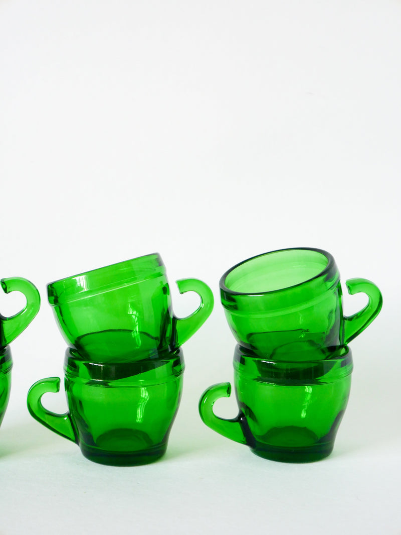 Lot De 6 Tasses À Café En Verre Vert - Design - 1970