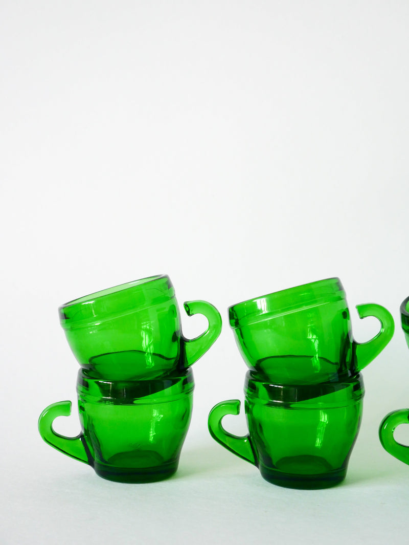 Lot De 6 Tasses À Café En Verre Vert - Design - 1970