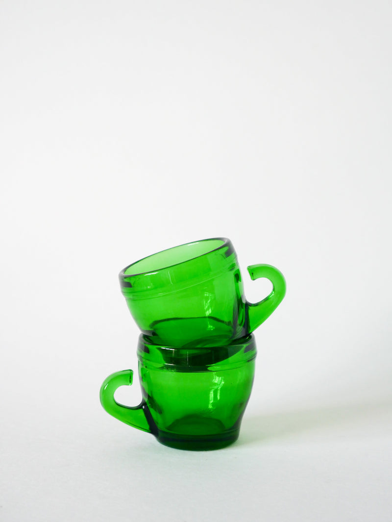 Lot De 6 Tasses À Café En Verre Vert - Design - 1970