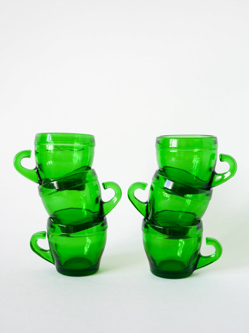 Lot De 6 Tasses À Café En Verre Vert - Design - 1970