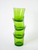 Lot De 4 Verres À Eau En Verre Vert - 1970