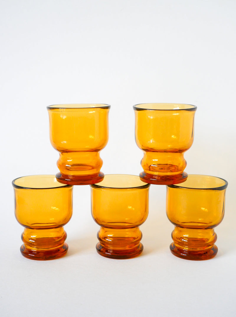 Lot De 5 Verres À Eau En Verre Ambré - Pernod - 1970