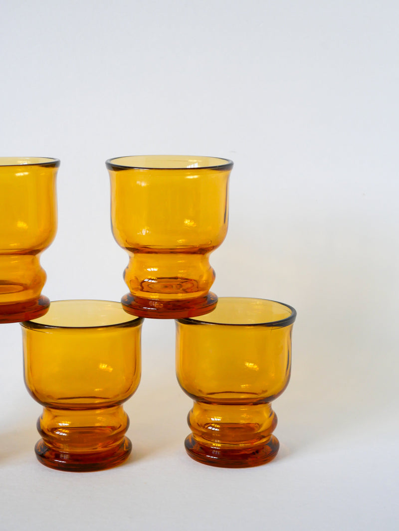 Lot De 5 Verres À Eau En Verre Ambré - Pernod - 1970