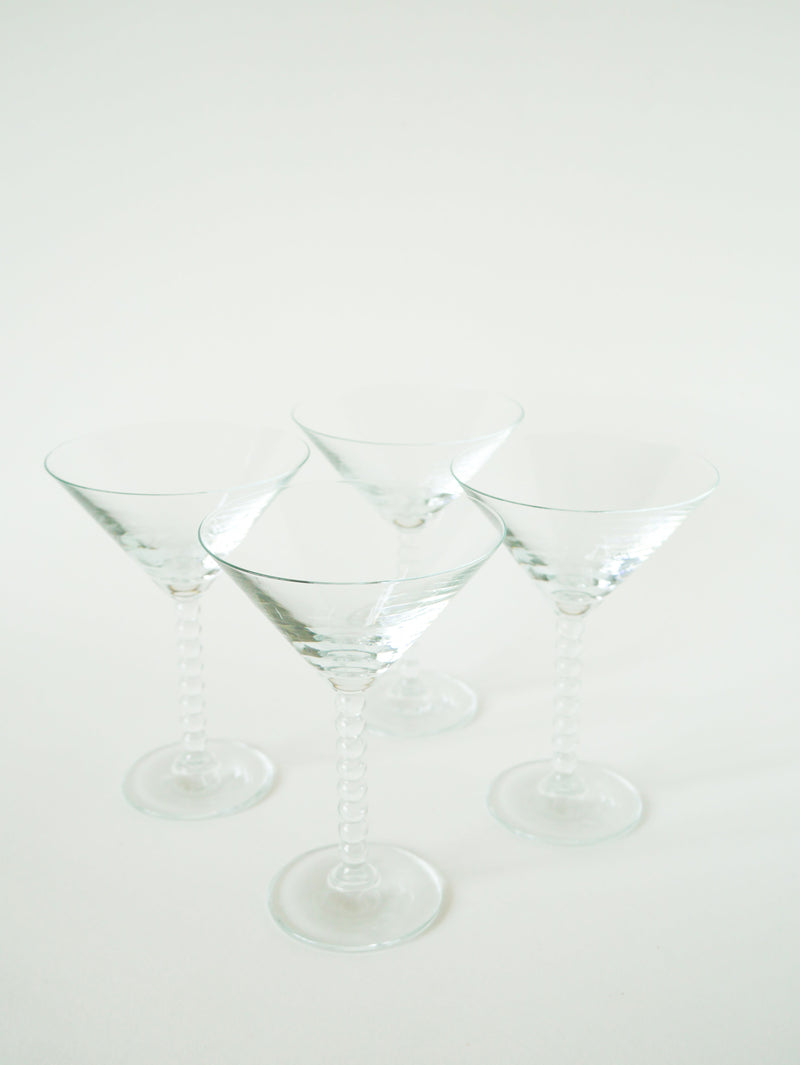 Ensemble De 4 Verres À Cocktail À Pieds Travaillé - Design - 1970