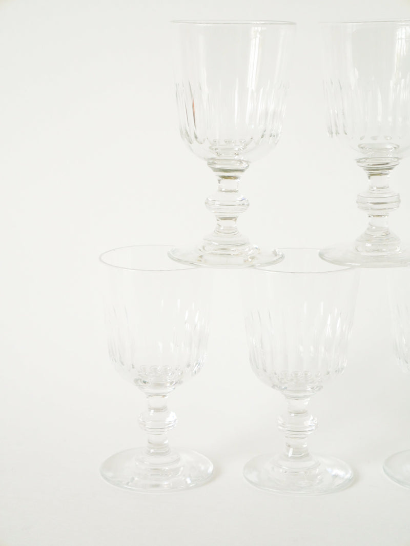 Lot De 6 Verres À Vin En Cristal Ciselé - 1960