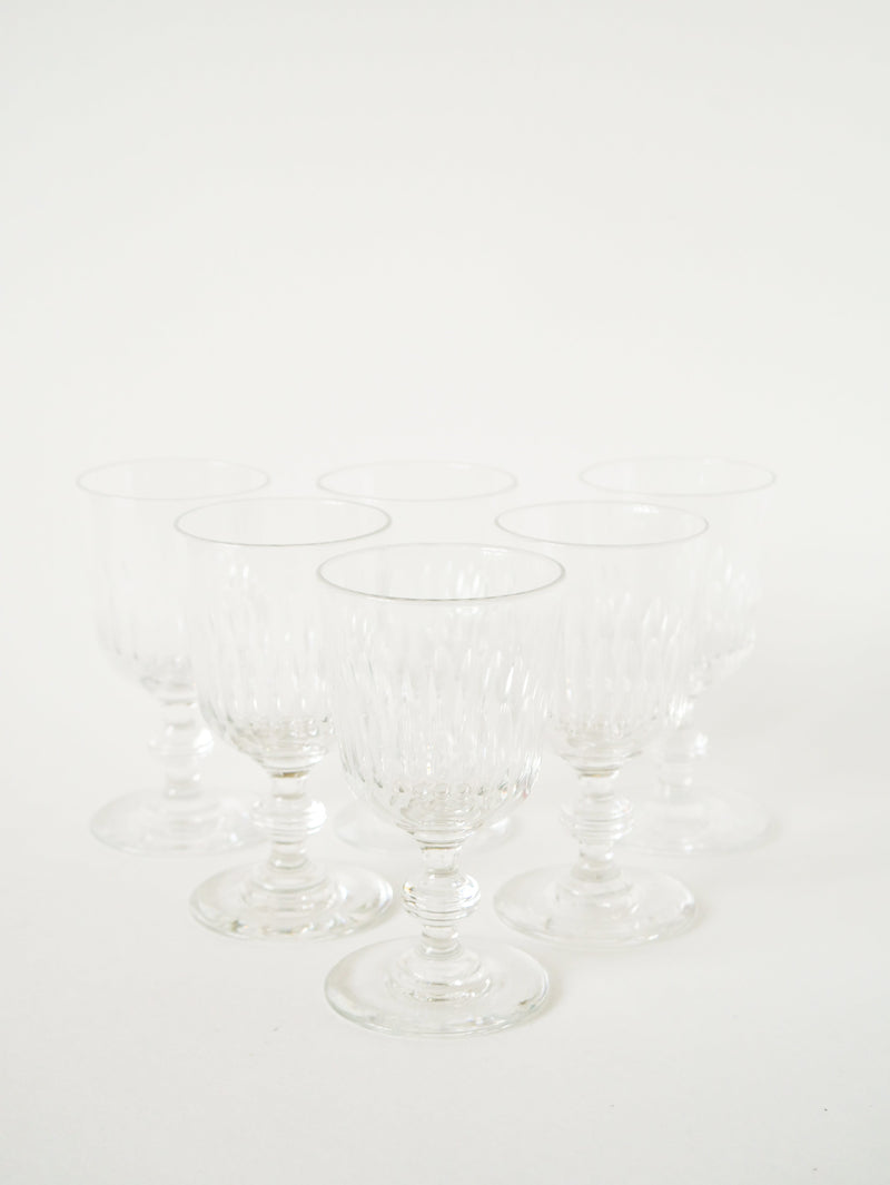 Lot De 6 Verres À Vin En Cristal Ciselé - 1960