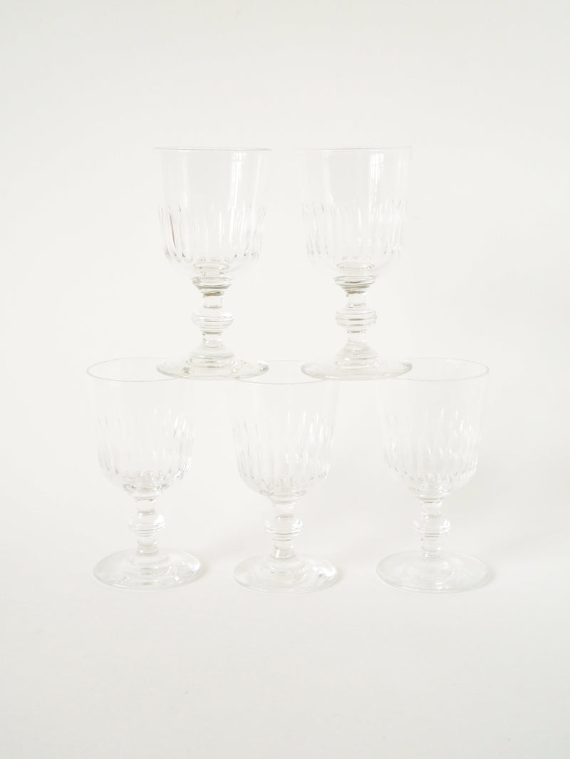 Lot De 6 Verres À Vin En Cristal Ciselé - 1960