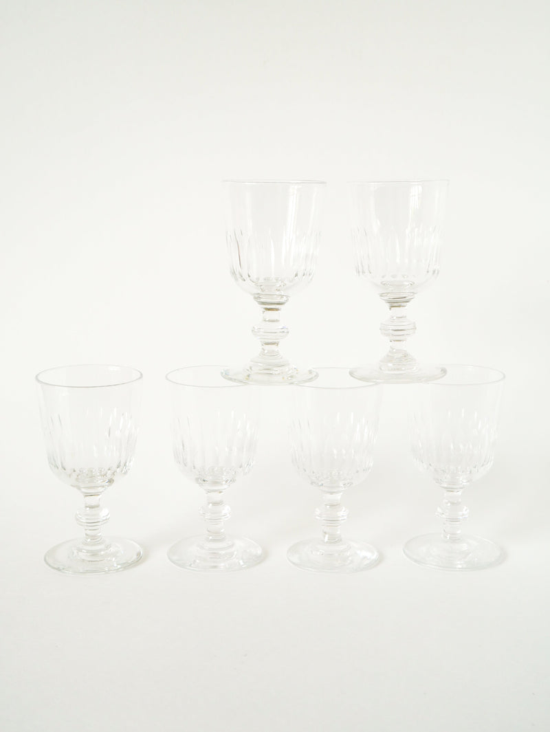 Lot De 6 Verres À Vin En Cristal Ciselé - 1960