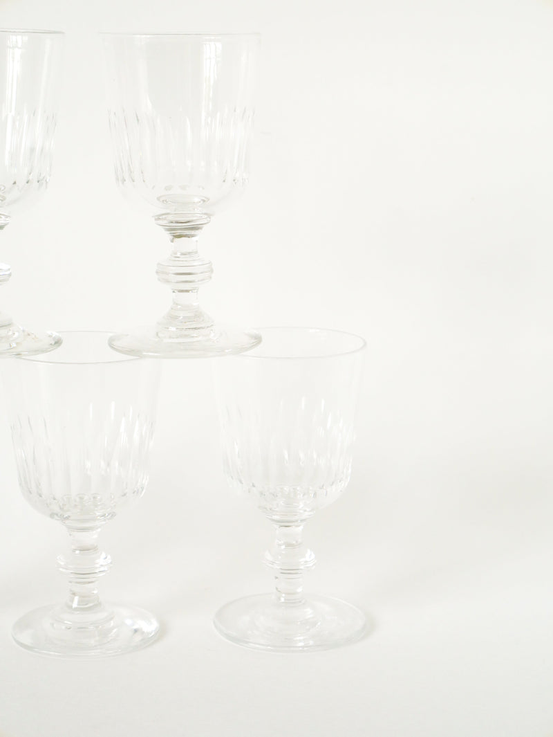 Lot De 5 Verres À Vin En Cristal Ciselé - 1960