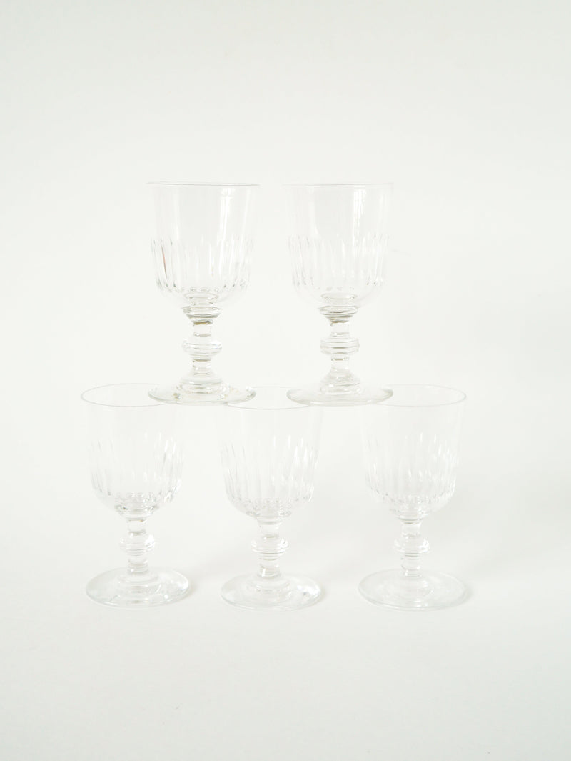 Lot De 5 Verres À Vin En Cristal Ciselé - 1960