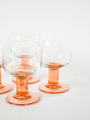 Lot De 5 Verres À Vin À Pieds Large - Rose - Design - 1970